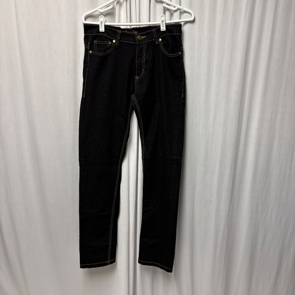 Cutie Catty Black Denim Jeans Womens Size 7 Contrast Stitching Pockets Tapered